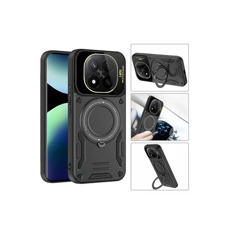 Note 14 Pro Plus Kılıf Joy Lens Standlı Kapak - Koyu Yeşil