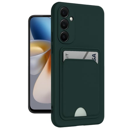 Galaxy A26 Kılıf Kelvin Kartvizitli Silikon - Koyu Yeşil