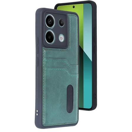 Redmi Note 13 Pro 5G Kılıf Sara Kartvizitli Deri Kılıf - Koyu Yeşil