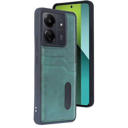 Redmi 13C Kılıf Sara Kartvizitli Deri Kılıf - Koyu Yeşil