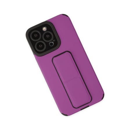 iPhone 13 Pro Kılıf Mega Standlı Silikon - Mor