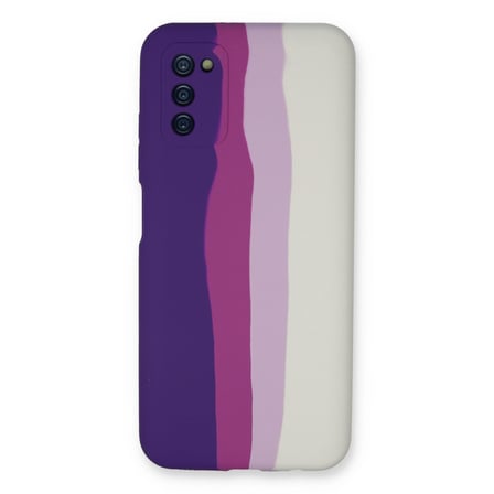 Erdo Ticaret Samsung Galaxy A03S Kılıf Ebruli Lansman Silikon Mor - Beyaz