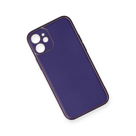 Erdo Ticaret iPhone 12 Mini Kılıf Mor Deri Görünümlü Arka Kapak