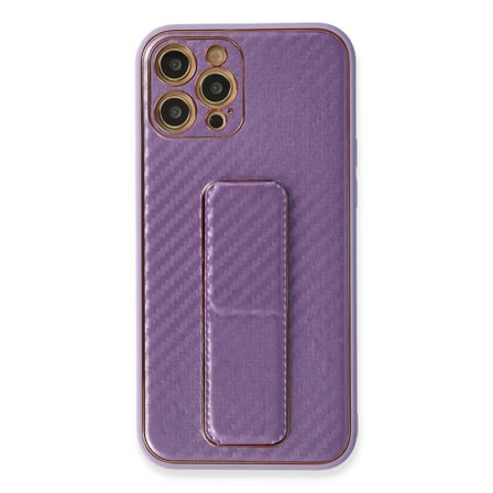 iPhone 12 Pro Kılıf Coco Karbon Standlı Kapak - Mor