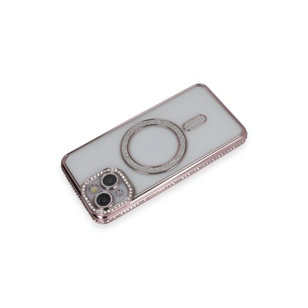 Erdo Ticaret iPhone 13 Kılıf Simli Pembe Silikon MagSafe Uyumlu