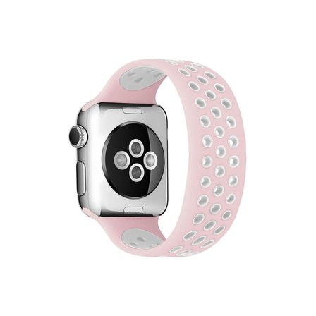 Watch 42mm Ayarlı Delikli Silikon Kordon - Pembe-Beyaz