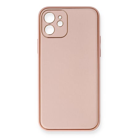 iPhone 12 Kılıf Coco Deri Silikon Kapak - Pembe