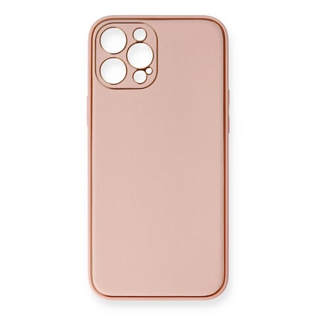 iPhone 12 Pro Max Kılıf Coco Deri Silikon Kapak - Pembe