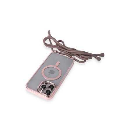 iPhone 12 Pro Max Kılıf Divo Lazer Askılı Magsafe Kapak - Pembe