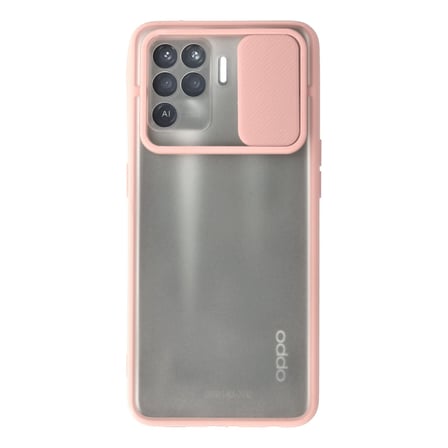 Reno 5 Lite Kılıf Palm Buzlu Kamera Sürgülü Silikon - Pembe