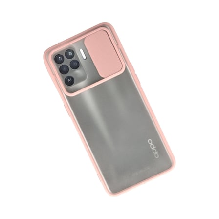 Reno 5 Lite Kılıf Palm Buzlu Kamera Sürgülü Silikon - Pembe
