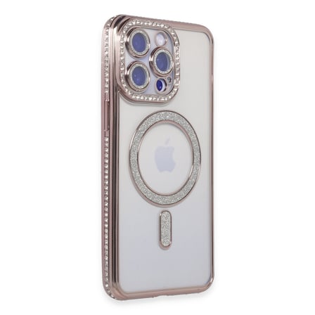 iPhone 15 Pro Max Kılıf Joke Simli Magneticsafe Kılıf - Pembe