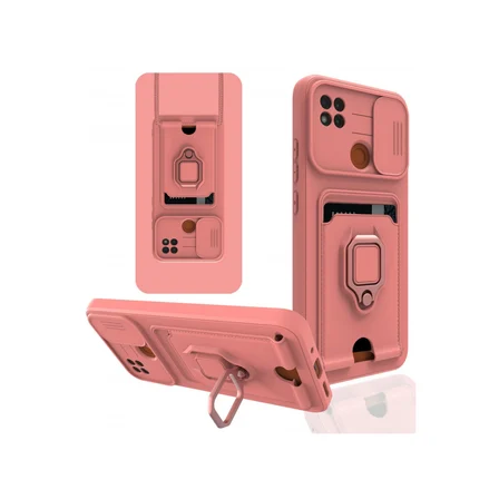 Redmi 9C Kılıf Zuma Kartvizitli Yüzüklü Silikon - Pembe