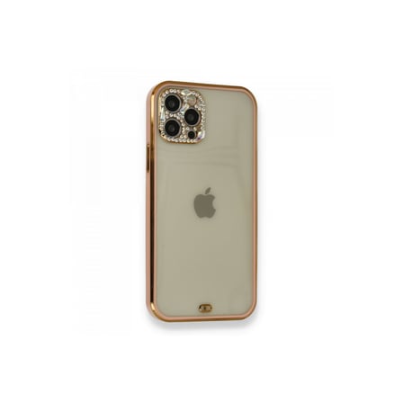 iPhone 12 Pro Kılıf Liva Taşlı Silikon - Pembe