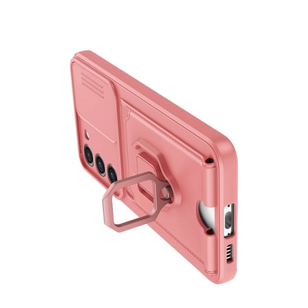 Galaxy S24 Plus Kılıf Zuma Kartvizitli Yüzüklü Silikon - Pembe