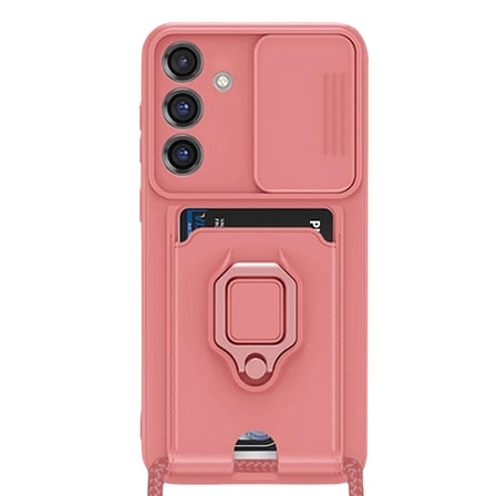 Galaxy S25 Plus Kılıf Zuma Kartvizitli Yüzüklü Silikon - Pembe