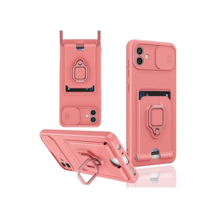 Galaxy A06 Kılıf Zuma Kartvizitli Yüzüklü Silikon - Pembe