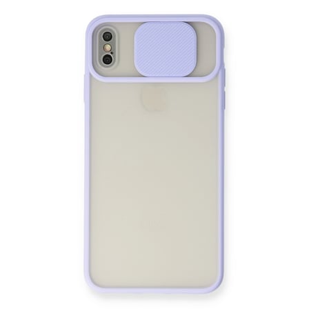 Erdo Ticaret iPhone XS Max Kılıfı Lila Buzlu Kamera Sürgülü Silikon Arka Kılıf