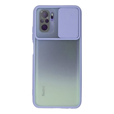 Erdo Ticaret Xiaomi Redmi Note 10 Buzlu Kamera Sürgülü Silikon Kılıf Lila