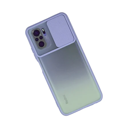 Redmi Note 10 Kılıf Palm Buzlu Kamera Sürgülü Silikon - Lila