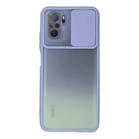 Redmi Note 10 Kılıf Palm Buzlu Kamera Sürgülü Silikon - Lila