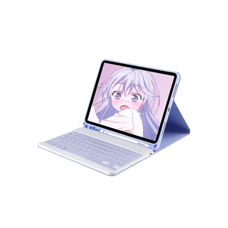 iPad Pro 12.9 (2024) Kılıf KC01 Smart Klavyeli Tablet Kılıfı - Lila