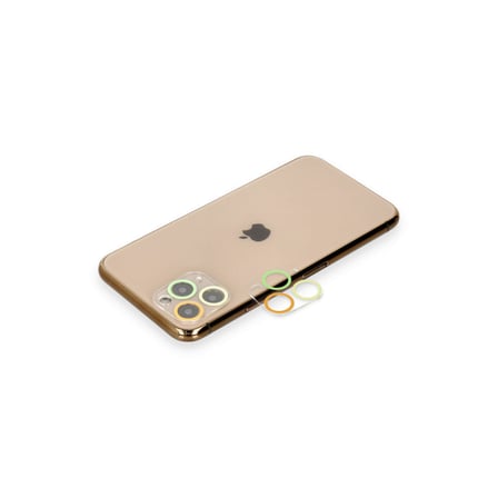 iPhone 11 Pro Renkli Kamera Lens Koruma Cam - Sarı-Turuncu