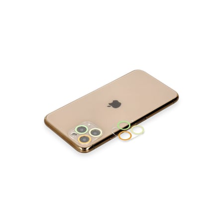 iPhone 11 Pro Max Renkli Kamera Lens Koruma Cam - Sarı-Turuncu