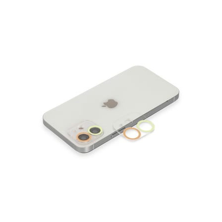 iPhone 12 Mini Renkli Kamera Lens Koruma Cam - Sarı-Turuncu