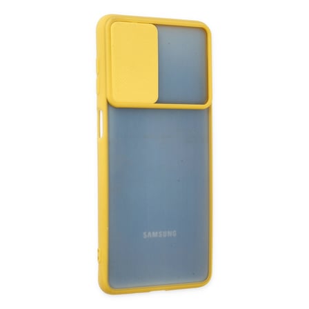 Galaxy M52 5G Kılıf Palm Buzlu Kamera Sürgülü Silikon - Sarı
