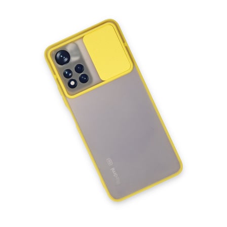 Redmi Note 11T Kılıf Palm Buzlu Kamera Sürgülü Silikon - Sarı