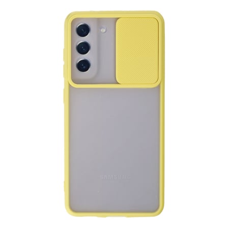 Galaxy S21 FE Kılıf Palm Buzlu Kamera Sürgülü Silikon - Sarı