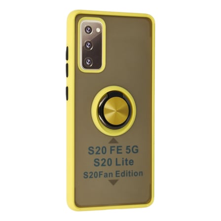 Galaxy S20 FE Kılıf Montreal Yüzüklü Silikon Kapak - Sarı