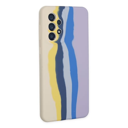 Galaxy A53 5G Kılıf Ebruli Lansman Silikon - Sarı-Lila