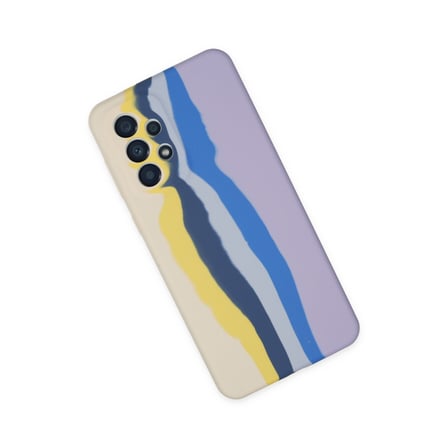 Galaxy A53 5G Kılıf Ebruli Lansman Silikon - Sarı-Lila