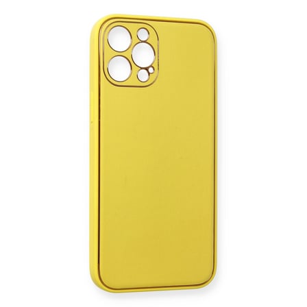 iPhone 12 Pro Max Kılıf Coco Deri Silikon Kapak - Sarı