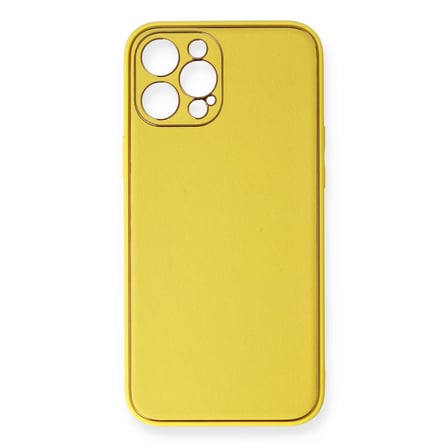 iPhone 12 Pro Max Kılıf Coco Deri Silikon Kapak - Sarı