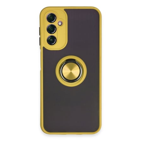 Erdo Ticaret Galaxy A14 4G Kılıf Silikon Yüzüklü Stand Özellikli Sarı