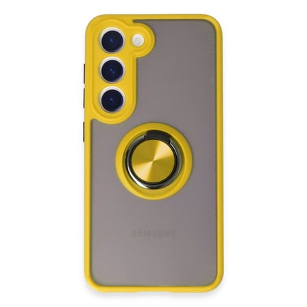 Galaxy S23 Kılıf Montreal Yüzüklü Silikon Kapak - Sarı