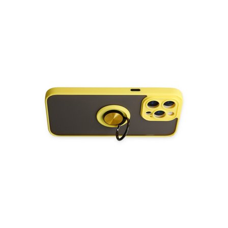 iPhone 14 Pro Max Kılıf Montreal Yüzüklü Silikon Kapak - Sarı