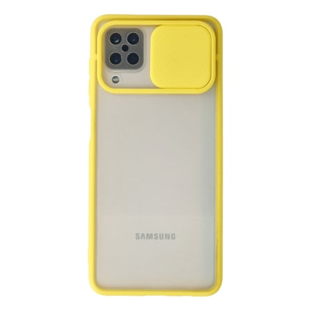 Galaxy A12 Kılıf Palm Buzlu Kamera Sürgülü Silikon - Sarı