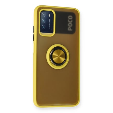Redmi 9T Kılıf Montreal Yüzüklü Silikon Kapak - Sarı