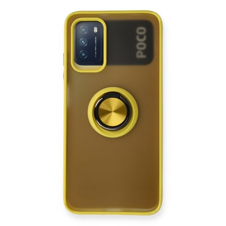 Redmi 9T Kılıf Montreal Yüzüklü Silikon Kapak - Sarı