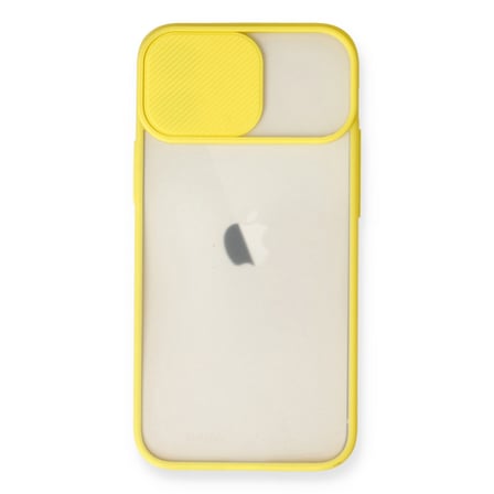 iPhone 11 Kılıf Palm Buzlu Kamera Sürgülü Silikon - Sarı