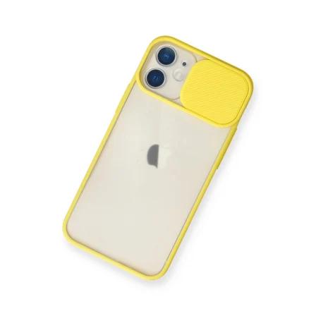 iPhone 11 Kılıf Palm Buzlu Kamera Sürgülü Silikon - Sarı