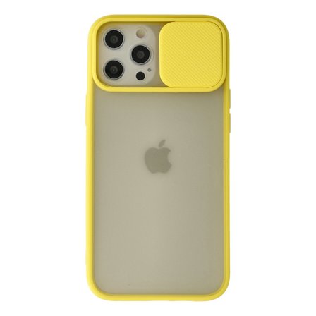 iPhone 12 Pro Max Kılıf Palm Buzlu Kamera Sürgülü Silikon - Sarı