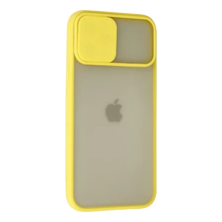 iPhone 12 Pro Max Kılıf Palm Buzlu Kamera Sürgülü Silikon - Sarı
