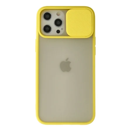 iPhone 12 Pro Max Kılıf Palm Buzlu Kamera Sürgülü Silikon - Sarı