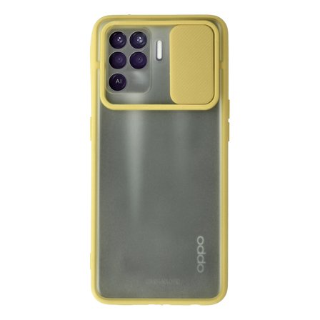 Reno 5 Lite Kılıf Palm Buzlu Kamera Sürgülü Silikon - Sarı