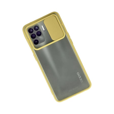 Reno 5 Lite Kılıf Palm Buzlu Kamera Sürgülü Silikon - Sarı